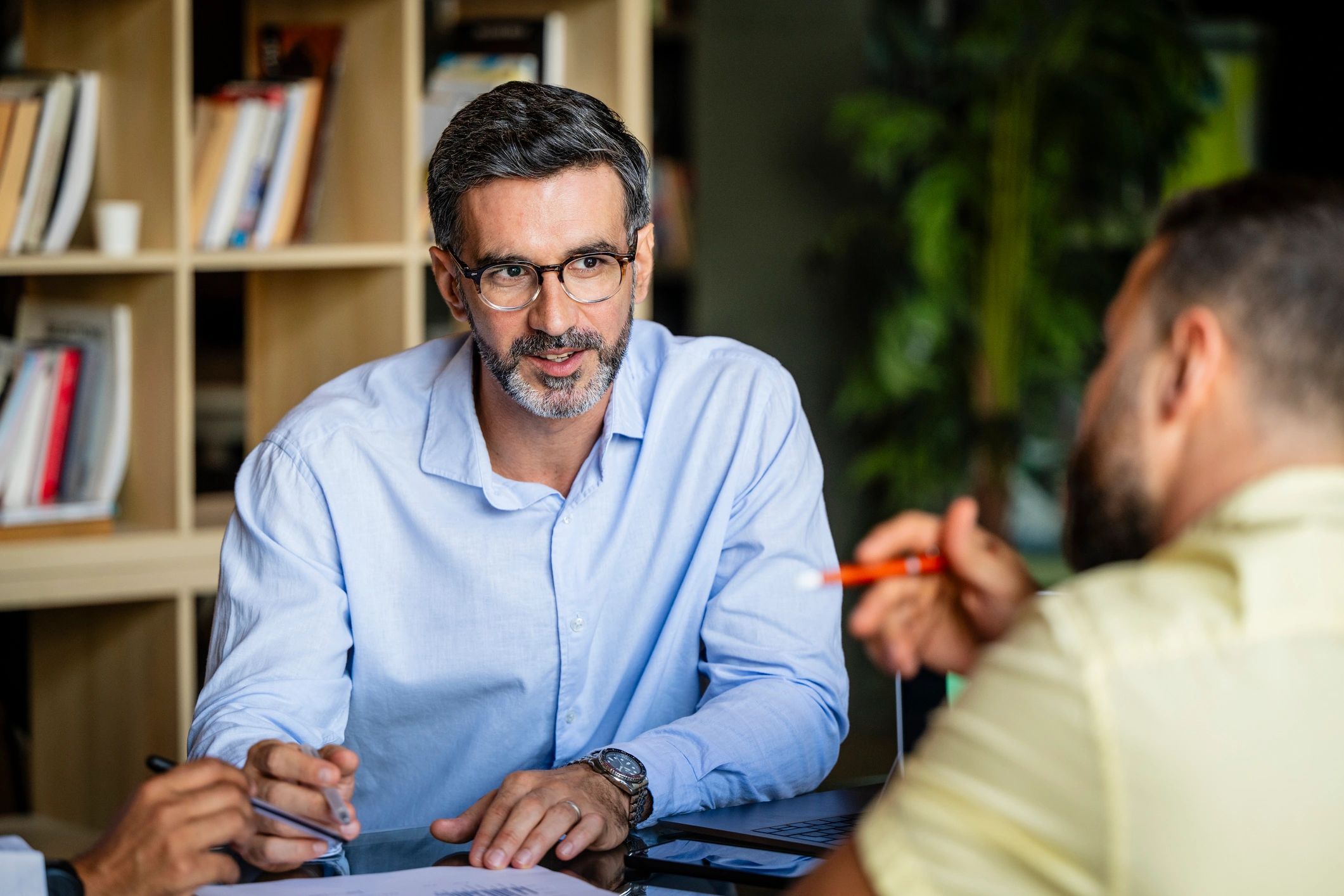 Business consultant listening during a meeting