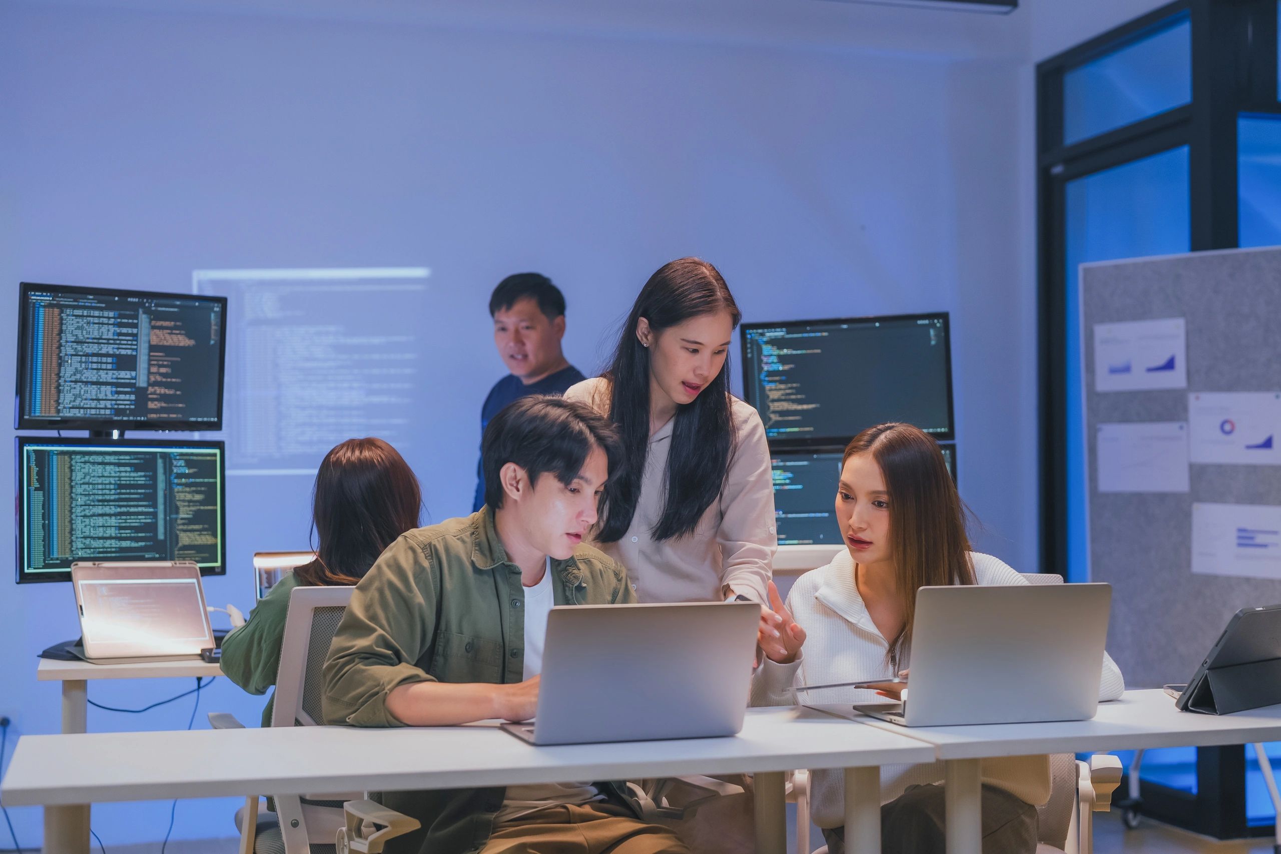 Consulting team collaborating in an office